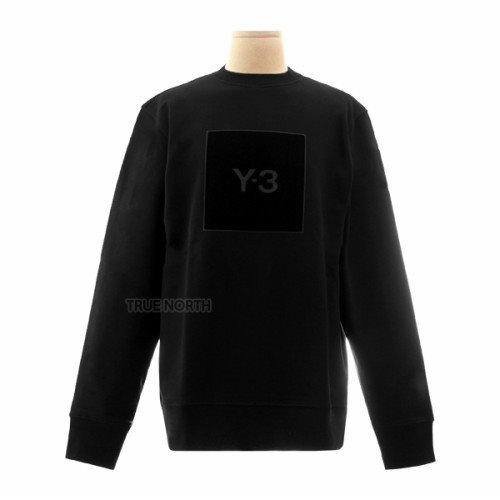 [Y-3] 공용 HB3324 스퀘어 로고 맨투맨 티셔츠 블랙