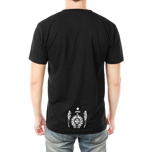 [크롬하츠] 17SS 앞판 퍼플 스트라이프 도그 반팔티 / 블랙 / 남녀공용 티셔츠