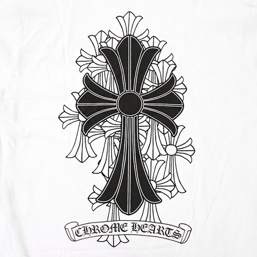 17SS 크롬하츠 앞포켓 로고 등판 십자 긴팔티 화이트