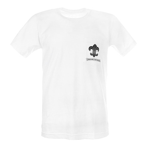 [크롬하츠] 18SS 앞포켓 삼지창 로고 등판 빅 삼지창 로고 프린트 반팔 티셔츠 / 화이트 / 남성