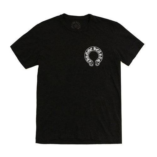 18SS 크롬하츠 앞판 말발굽 등판 카툰 프린트 반팔 티셔츠 블랙 남성