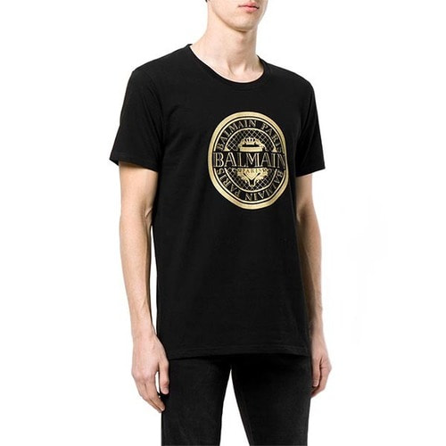 [발망] S8H8601I156 176 / 18SS 메달리온 로고 프린트 반팔 티셔츠 / 블랙 / 남성