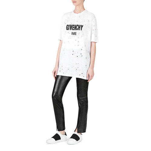 [지방시] BW700D3015 100 / 18SS 로고 프린트 디스트로이드 반팔 티셔츠 / 화이트 / 여성
