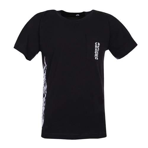 [크롬하츠] 18SS 앞포켓 로고 사이드 불꽃 프린트 반팔 티셔츠 / 블랙 / 남성