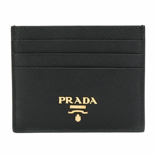 [프라다] 22FW 여성 1MC025 QWA F0002 금장 로고 사피아노 메탈 카드 지갑 블랙