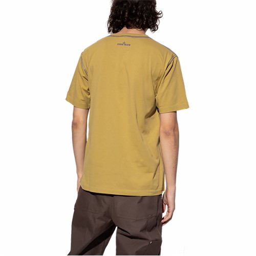 [스톤아일랜드] 남성 751520892 V0098 로고 프린트 반팔 티셔츠 옐로우