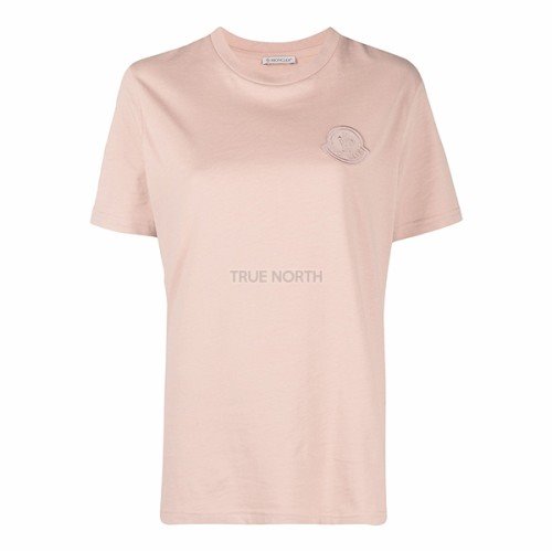 [몽클레어] 20FW 여성 8C75900 V8161 515 맥시 로고 반팔 티셔츠 핑크