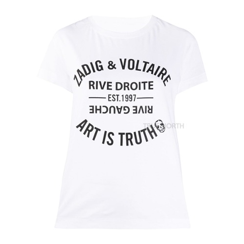 [쟈딕앤볼테르] 21SS 여성 PWGTR1802F 워크 블레이슨 로고 반팔 티셔츠 화이트