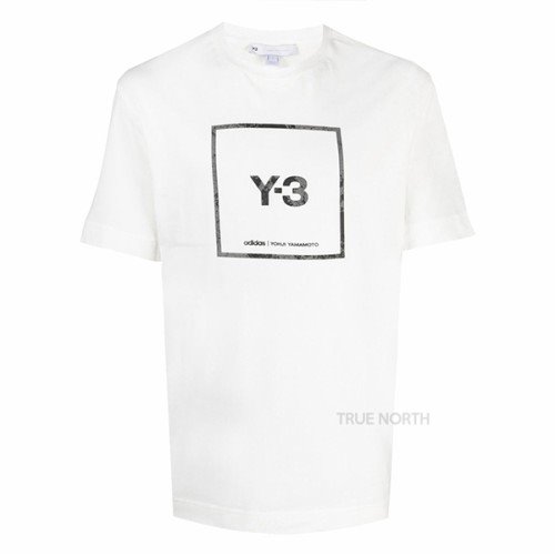 [Y-3] 21SS 남성 GV6061 스퀘어 로고 반팔 티셔츠 화이트