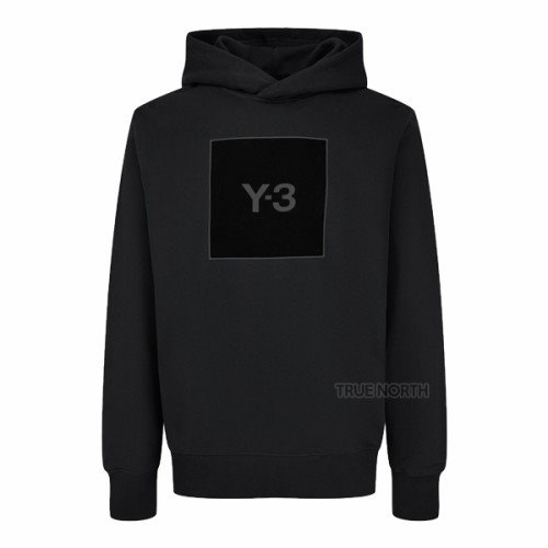[Y-3] 21FW 공용 HB3322 스퀘어 로고 프린팅 후드 티셔츠 블랙
