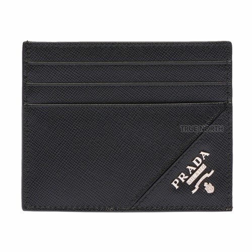 [프라다] 22SS 남성 2MC223 QME F0002 메탈 로고 사피아노 카드 지갑 블랙