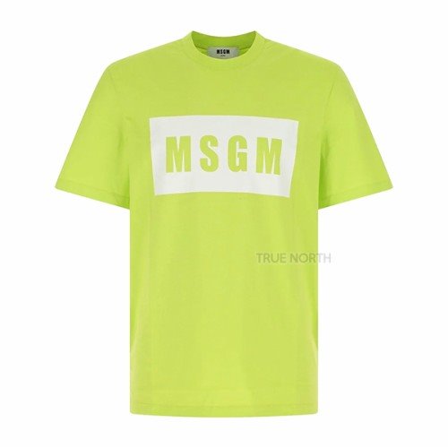 [MSGM] 22FW 남성 3240MM520 227298 33 박스 로고 반팔 티셔츠 네온그린