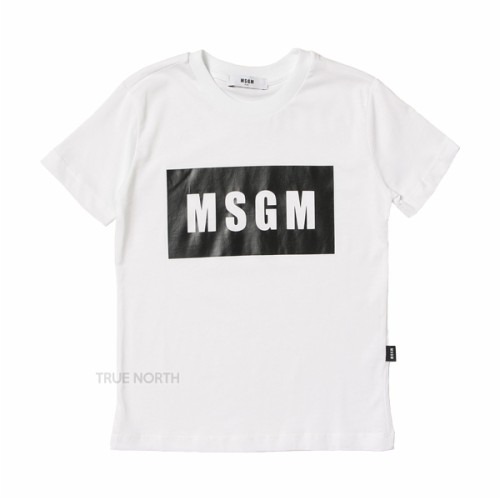 [MSGM] 22FW 키즈 MS028727 001 박스 로고 반팔 티셔츠 화이트 8세~12세