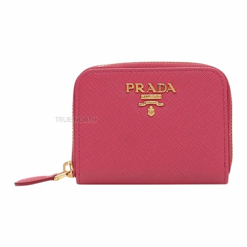 [프라다] 22FW 여성 1MM268 QWA F0505 사피아노 메탈 로고 카드 지갑 핑크