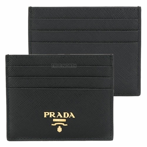[프라다] 23SS 여성 1MC025 QWA F0002 금장 로고 사피아노 메탈 카드 지갑 블랙