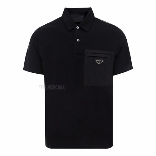 [프라다] 23SS 남성 UJN703 1YED F0806 삼각 로고 폴로 반팔 티셔츠 블랙