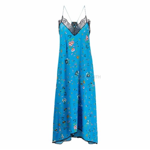 [쟈딕앤볼테르] 여성 WWDR01235 레이스 트리밍 롱 드레스 블루