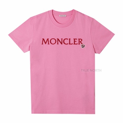 [몽클레어] 여성 8C00009 829HP 52A 로고 패치 반팔 티셔츠 핑크