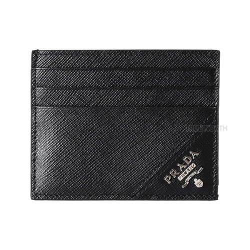 [프라다] 24SS 남성 2MC223 QME F0002 메탈 로고 사피아노 카드 지갑 블랙